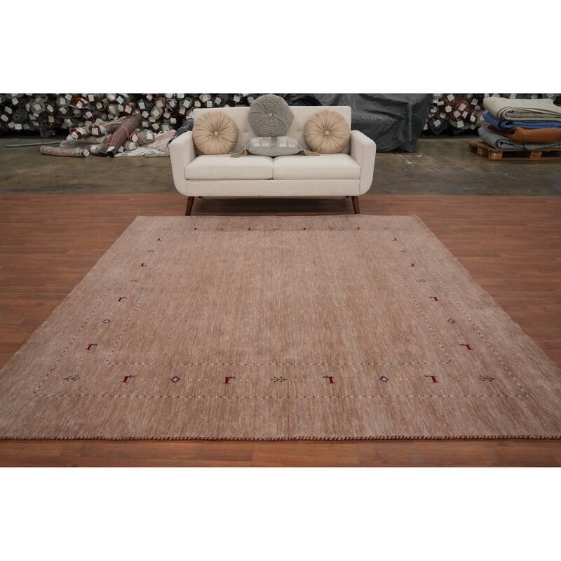 Hand Knotted Oriental 100% Wool Carpet Tribal Animal Pictorial Brown Gabbeh Area Rug - 7' 9'' X 8' 2''