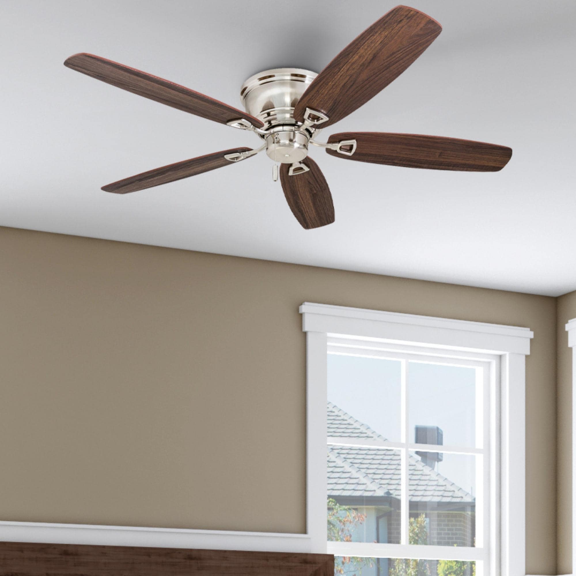 52" Honeywell Glen Alden Brushed Nickel Indoor Ceiling Fan, No Light, Pull Chain