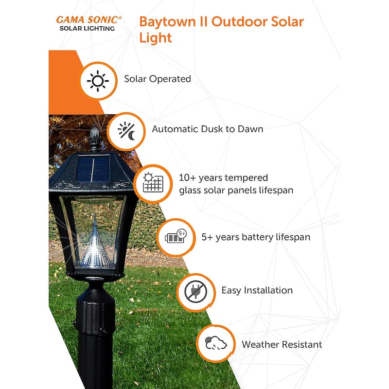 Baytown II Black Solar 3' Fitter Post Light with Pier or Wall Sconce