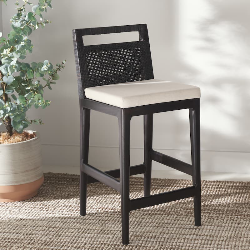 SAFAVIEH Home Darin Counter Stool - 16"W x 20"D x 36"H - Brown/White
