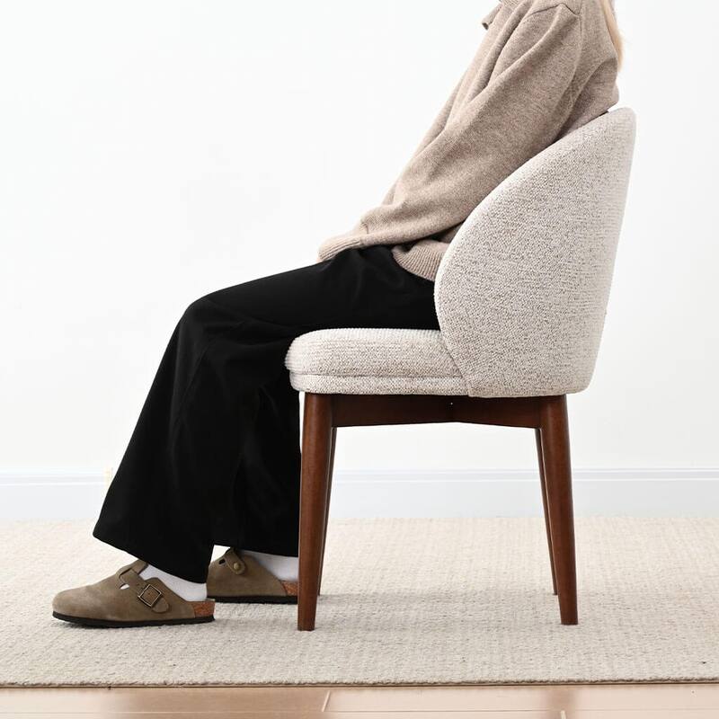 Upholstered Barrel Dining Chair With Walnut Legs (Set of 2)