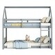 preview thumbnail 6 of 16, Light Grey Wooden Low Height Twin Over Twin Bunk Bed Kids Bed with Guardrails,Ladder