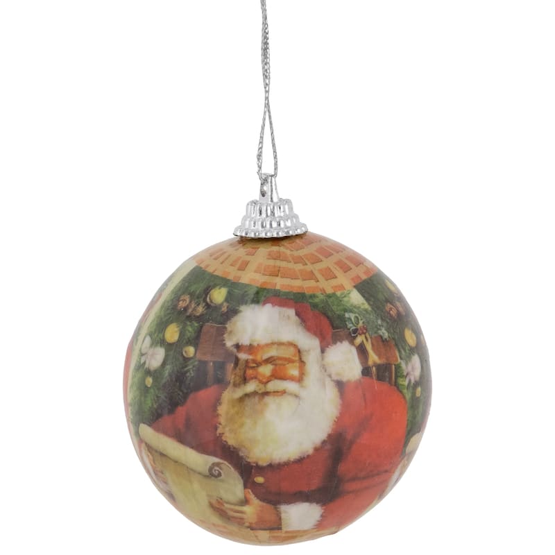 14-Piece Santa with List Decoupage Christmas Ball Ornament Set 2.25" (60mm)