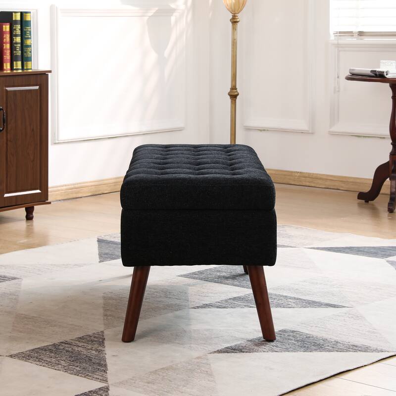 Storage Bench with Storage End of Bed Bench Entryway Bench Storage Ottoman Bench 43.7" W x 18.1" D Grey Linen Bench