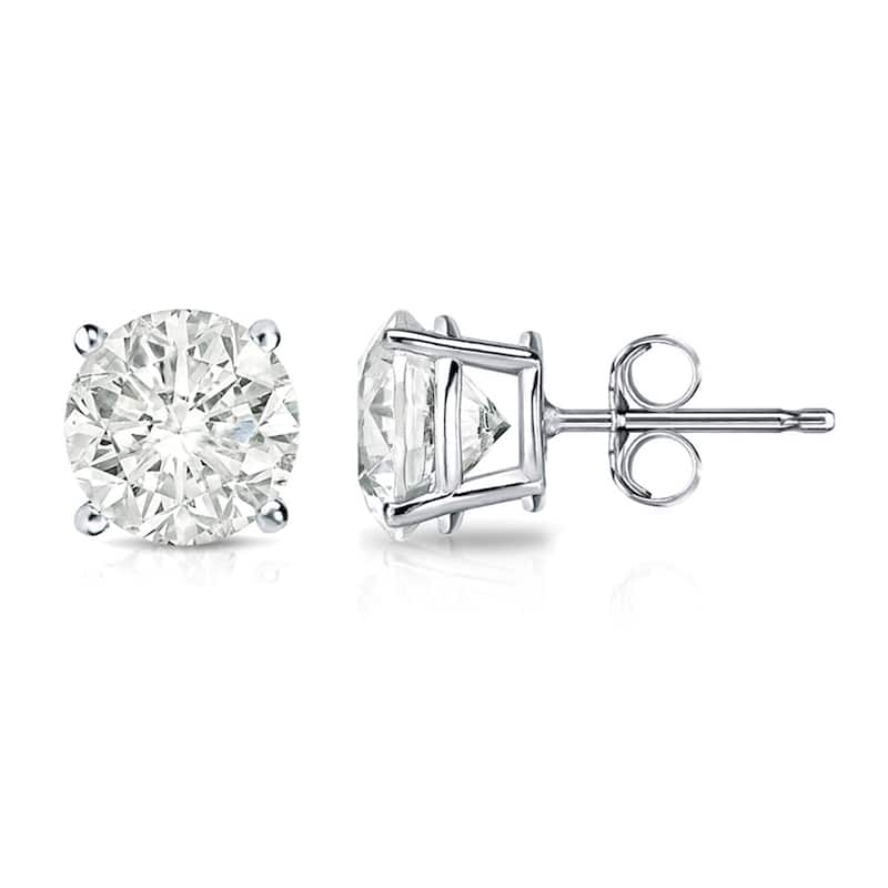 Auriya 18k Gold 1 1/2ct TW Clarity-enhanced Diamond Stud Earrings (J-K, I2-I3) - White