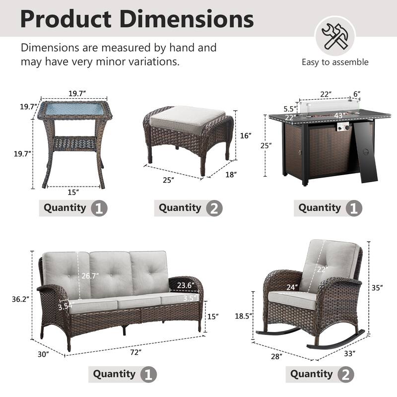 Gymojoy Outdoor Fire Pit Conversation Set, 3-Seat Sofa & Chairs Patio Furniture Set
