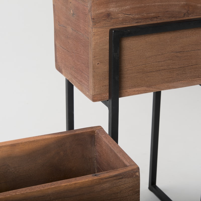 Jadine Set of 2 Beige Wood w/ Black Metal Arch Frames