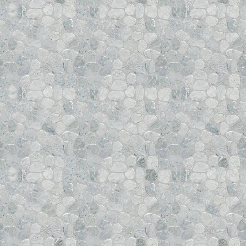 Ice Glacier Sliced Pebble Mosaic, Backsplash Kitchen Walls, Shower and Bathroom Floors 12" X 12" (5 Sqft per case)
