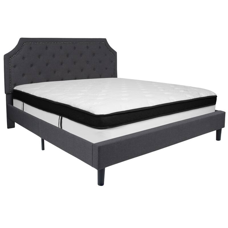 Arched Tufted Platform Bed and Memory Foam Pocket Spring Mattress