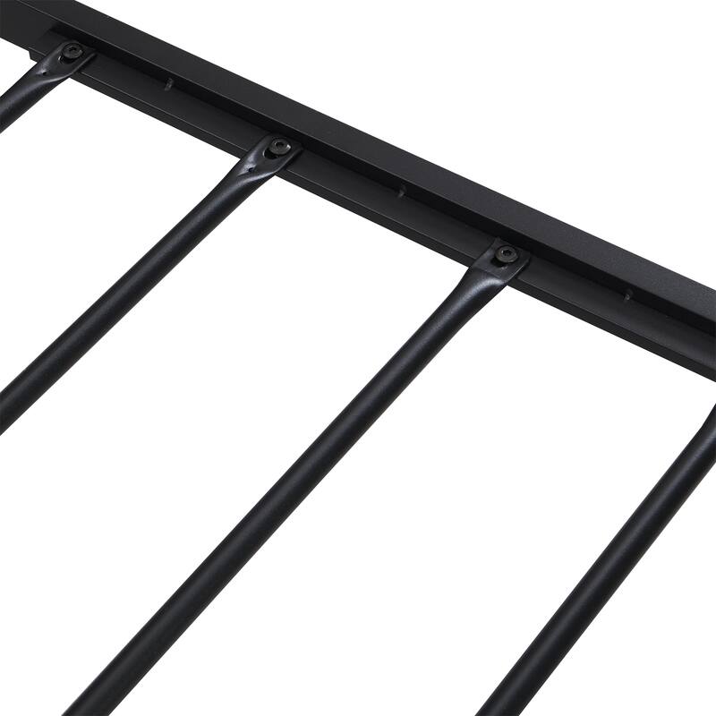 Queen Size Metal Platform Bed Frame w/ Wooden Headboard and Footboard