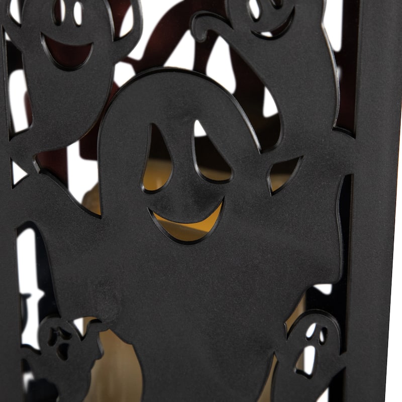 LED Lighted Ghosts Halloween Candle Lantern - 11" - Black