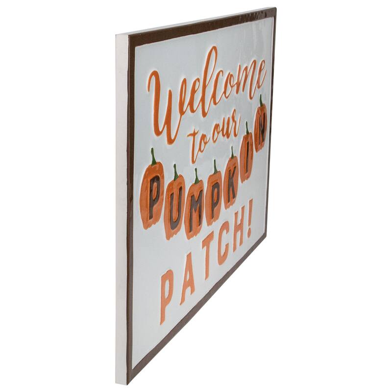 20.25" Orange White "Welcome To Our Pumpkin Patch!" Autumn Wall Decor