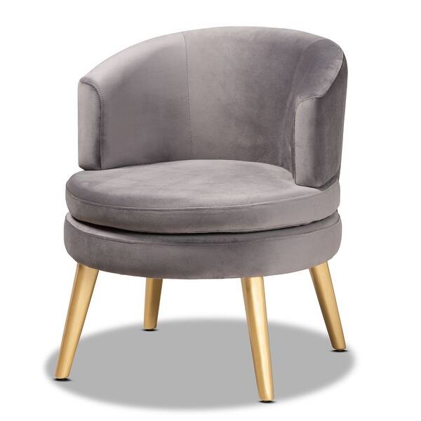 slide 3 of 18, Baptiste Glam and Luxe Velvet and Gold Finished Wood Accent Chair Grey