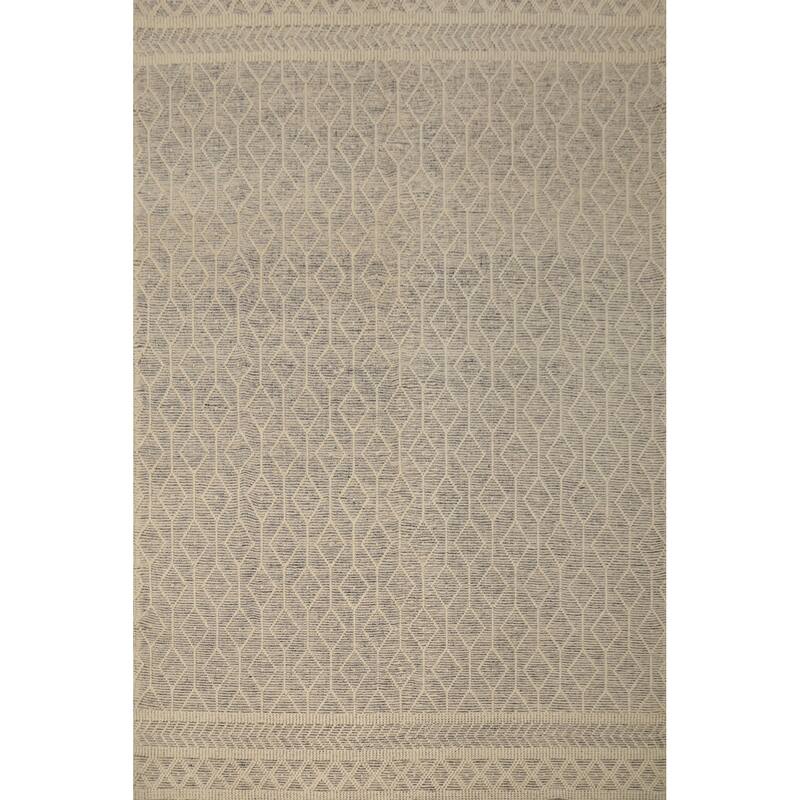 Hand Knotted Oriental 100% Wool Carpet Modern Geometric Greys & Charcoal Modern Gotti Design Area Rug - 11' 1'' X 8' 10''