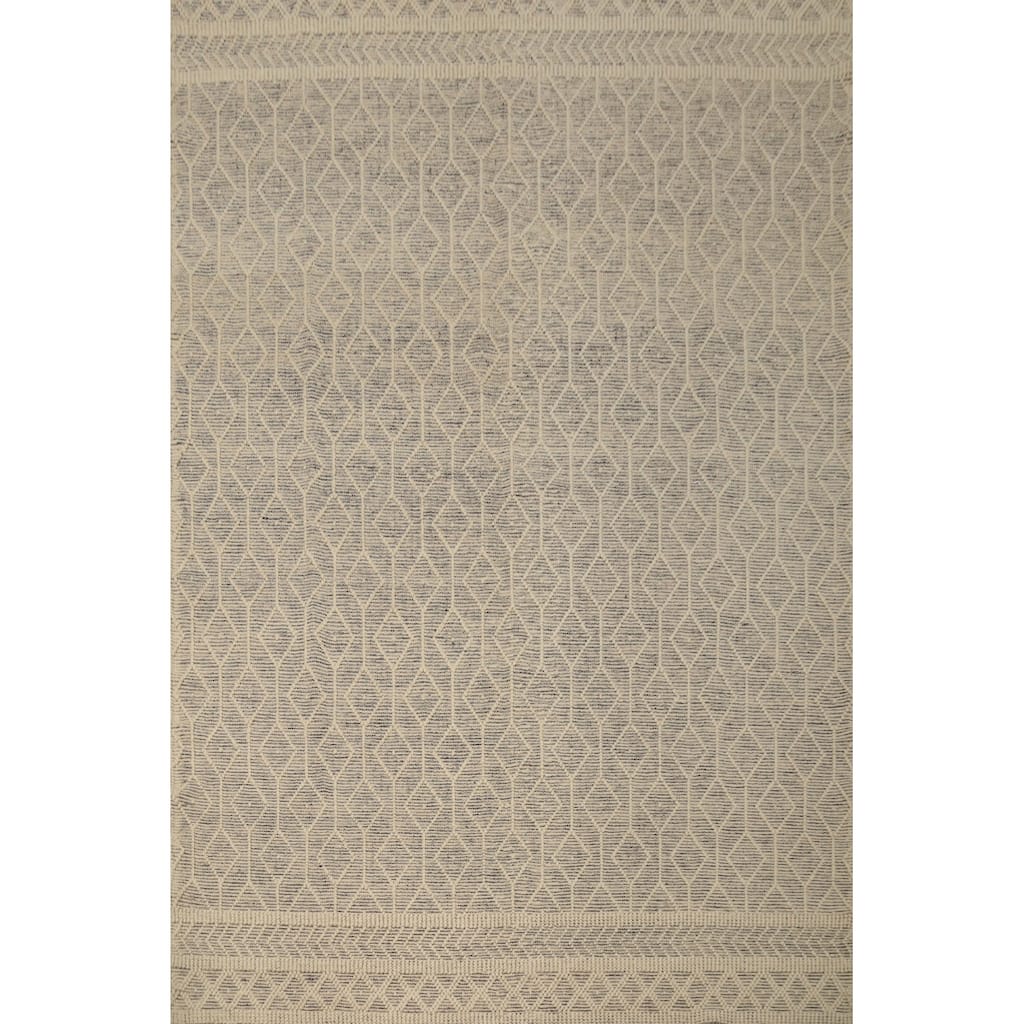 Hand Knotted Oriental 100% Wool Carpet Modern Geometric Greys & Charcoal Modern Gotti Design Area Rug - 11' 1'' X 8' 10''