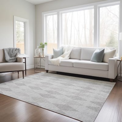 Machine Washable Indoor/ Outdoor Argyle Chantille Rug