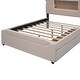 preview thumbnail 8 of 7, Full Size Upholstered Storage Platform Bed with Cartoon Ears Headboard, LED & USB, Solid Wood Full Bedframe w/Wood Slats Support