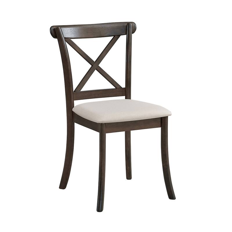 Wooden X Back Dining Chairs Set of 2, Modern Fabric Upholstered Kitchen Side 2PC Chairs