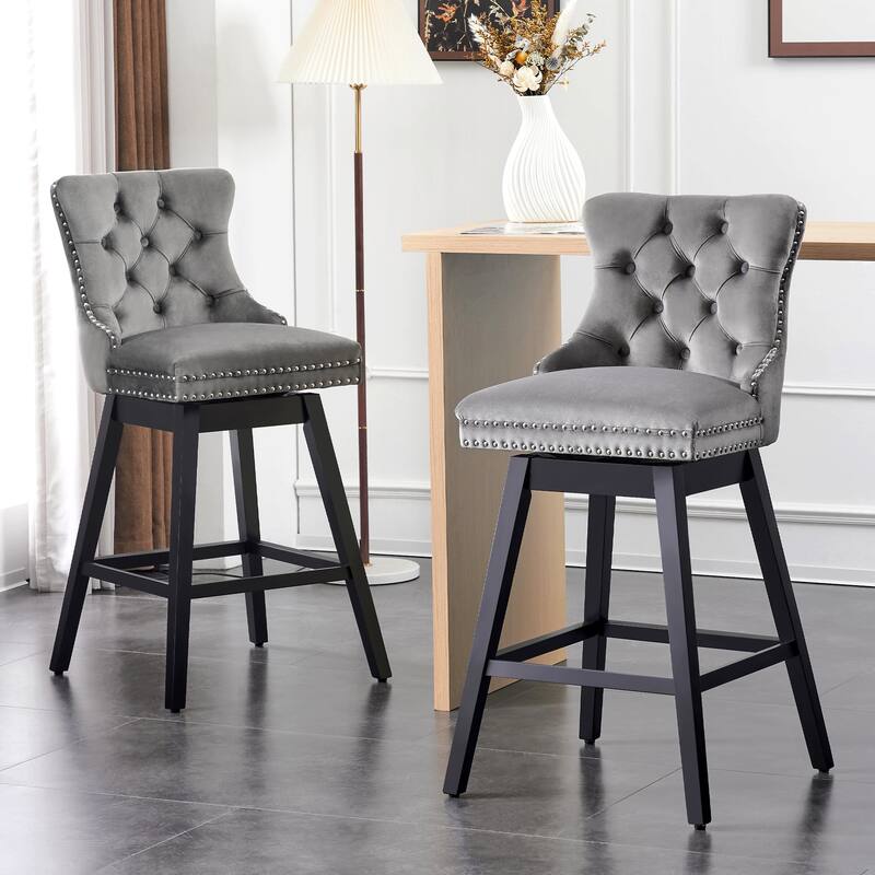 26"/30" Velvet Upholstered Swivel Counter or Bar Height Stools