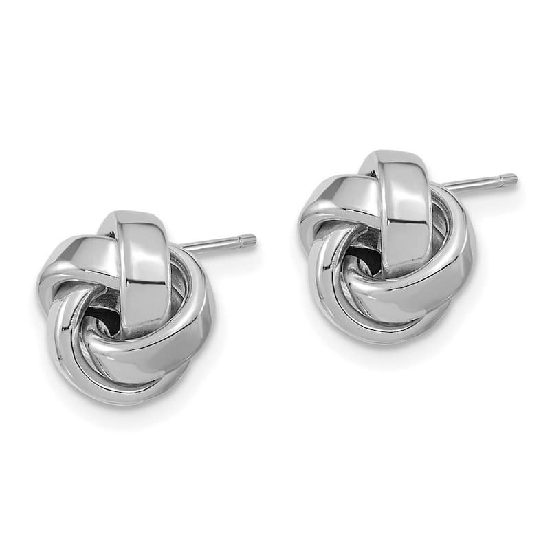 Curata 14k White Gold 10.5mm Polished Squared Tube Love Knot Post Earrings