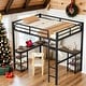 preview thumbnail 2 of 11, Metal Full Size Loft Bed with Desk and Shelves,Ladder and Guardrails