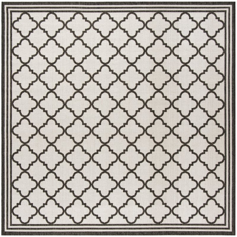 SAFAVIEH Linden Carolynn Indoor/ Outdoor Patio Backyard Rug - 6'7" Square - Light Grey/Charcoal