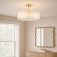 preview thumbnail 62 of 71, 3-Light 20"W Drum Fabric Semi Flush Mount Pendant Chandelier