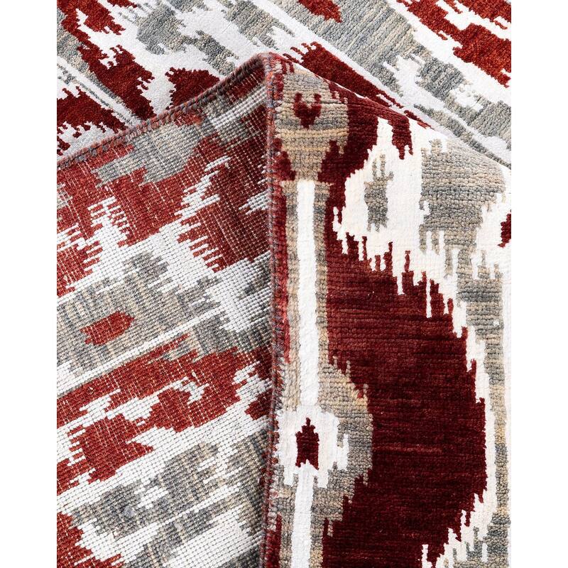 Ikat One-of-a-Kind Hand-Knotted Area Rug, Rust - 8' 1" x 10' 4"