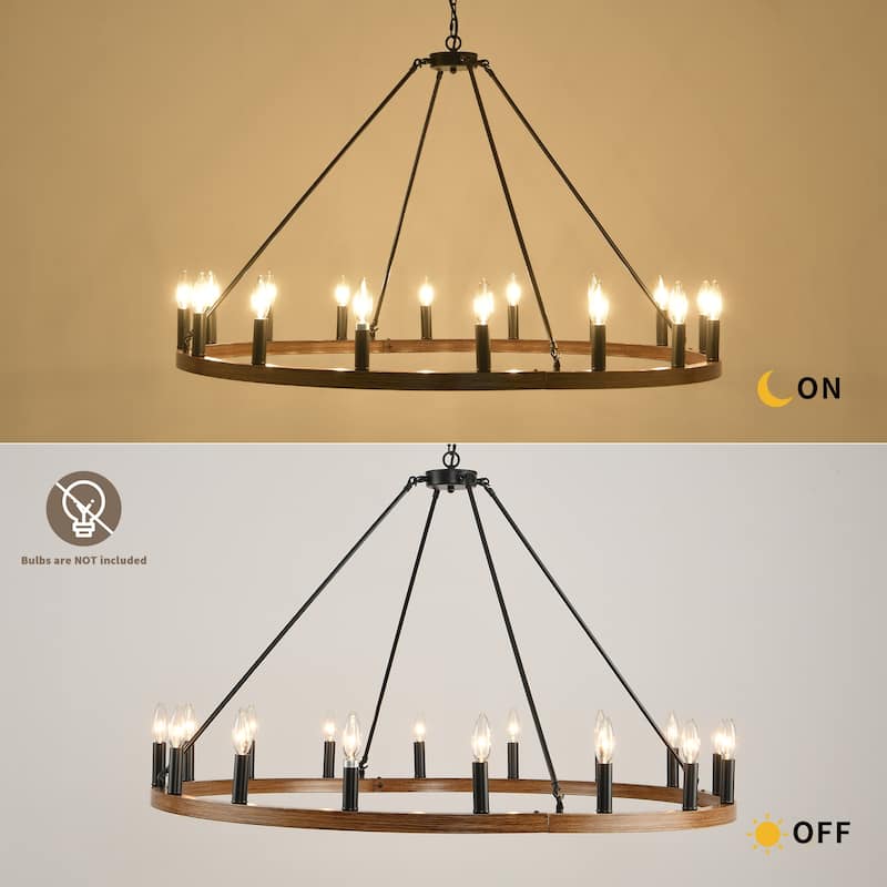 16-Light Modern Farmhouse Light Wagon Wheel Chandelier 43 Inch