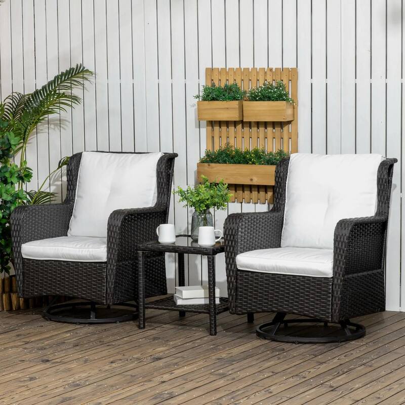 360° Rotation, Rocking Patio Bistro Set, Outdoor Porch Furniture