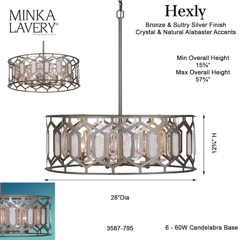 Minka Lavery 3587 Hexly 6 Light 28" Wide Crystal Pendant