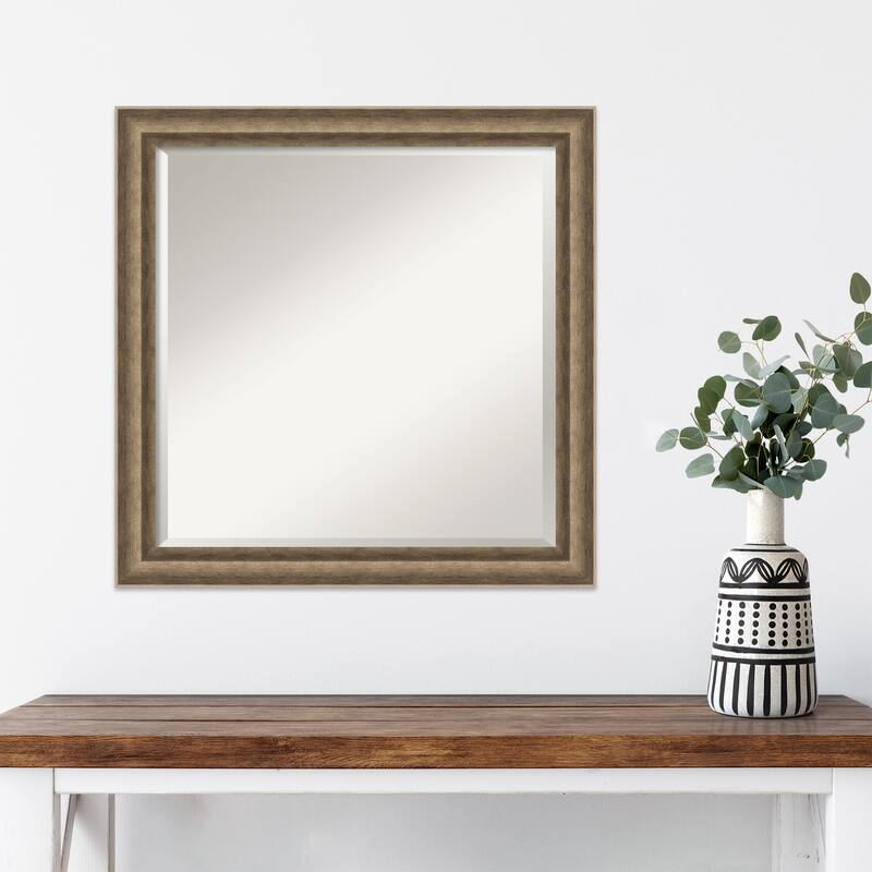 Angled Beveled Wood Framed Wall Mirror
