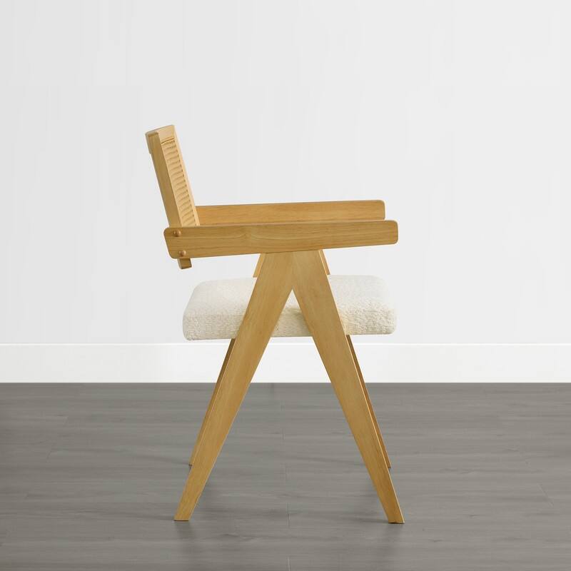 Spruce & Spring Modern American Dining Chair with Woven Rattan Back