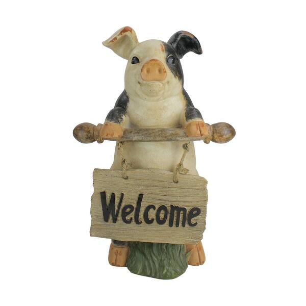 17 Standing Pig With Welcome Sign Outdoor Garden Statue On Sale Overstock 28521996
