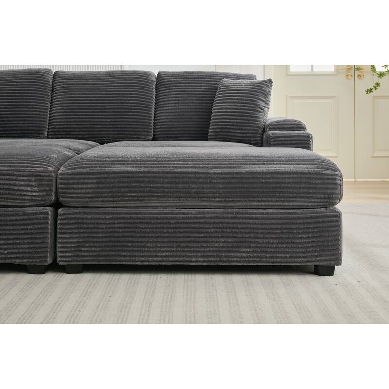 Combination Modular Convertible Sectional Sofa Bed Set,Armrest Storage,Stainless Steel Cup Holder,Usb,Deep Seat