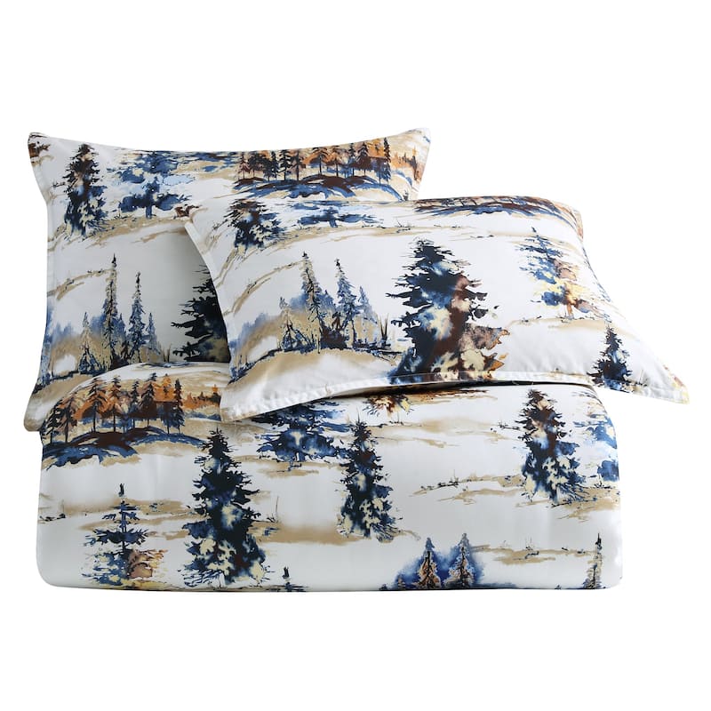 Paseo Road Acadia Cabin Bedding Woodland Lodge 3 Piece Reversible Duvet Cover Set with Pillow Shams