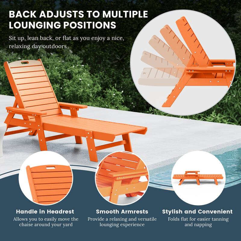 Laguna Hdpe All Weather Outdoor Patio Pool Reclining Chaise Lounge