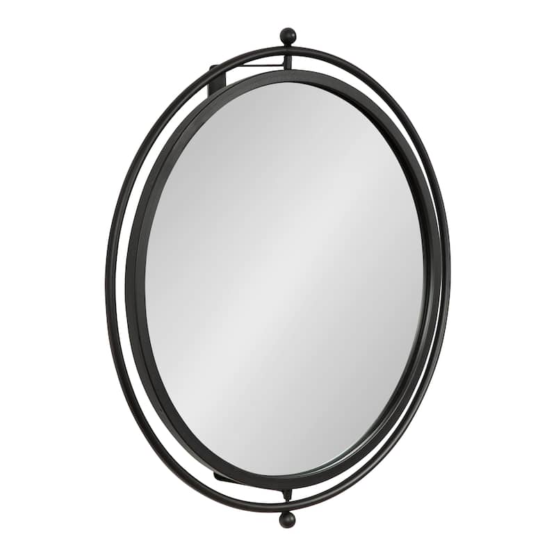 Kate and Laurel Baron Rustic Pivot Mirror, 21" Diameter, Raw Iron - 21" Diameter - Black