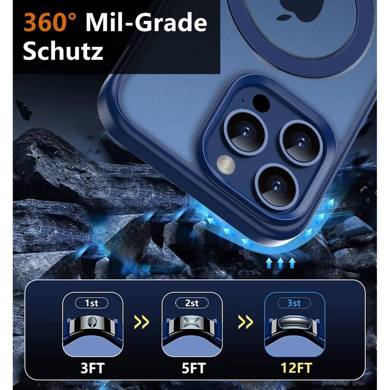 iPhone 15 Pro Max 360° Adjustable Stand with Camera Protection Compatible with MagSafe, Invisible Magnetic Ring Case Non-Slip