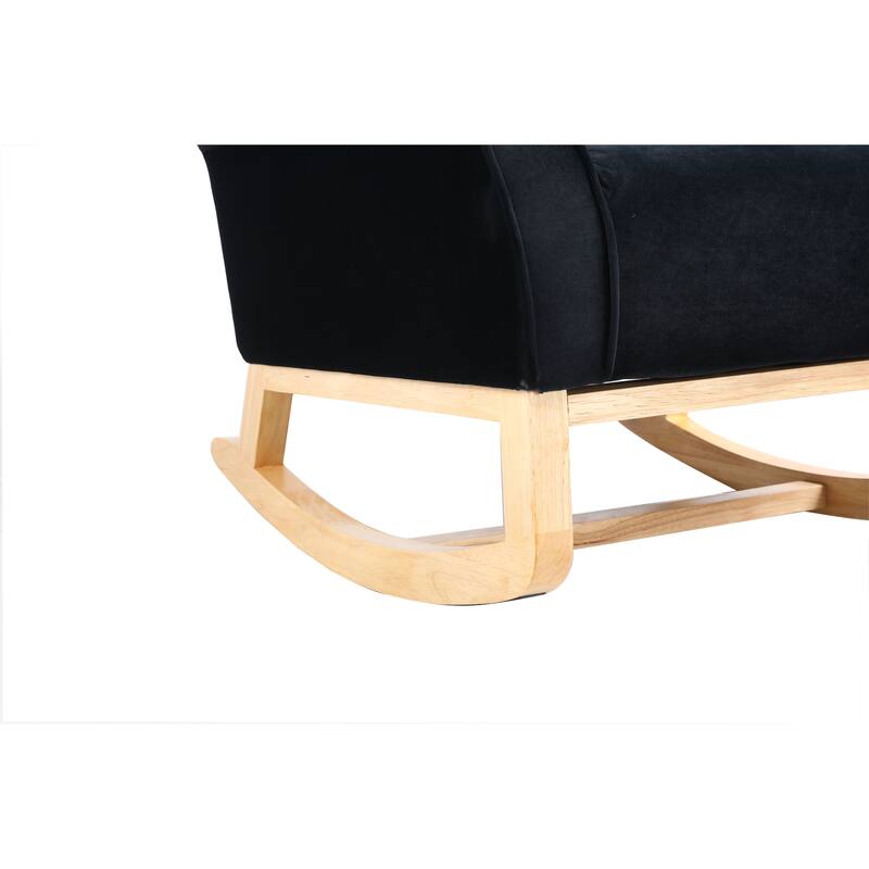 Nursery Rocking Chair with High Back, Modern Baby Room Rocker with Padded Seat, Comfortable Fabric Armchair