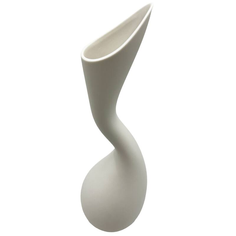 14 Inch Tall Modern White Ceramic Vase