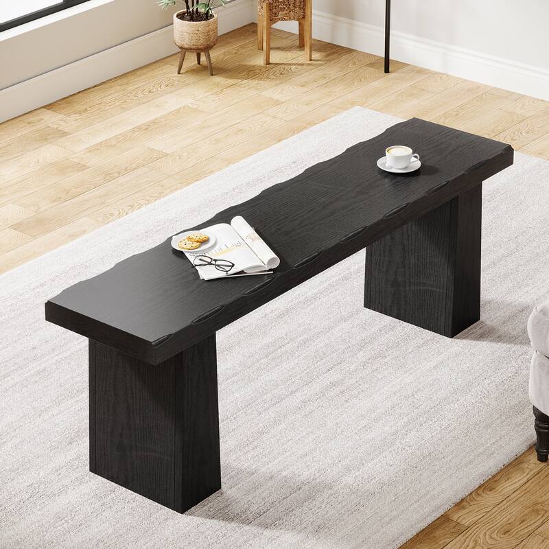 47'' Wood Bench with Double Pedestal for Entryway Kitchen Bedroom
