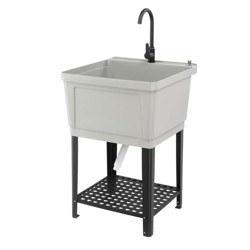 Plastic Utility Sink Freestanding with Storage Shelf