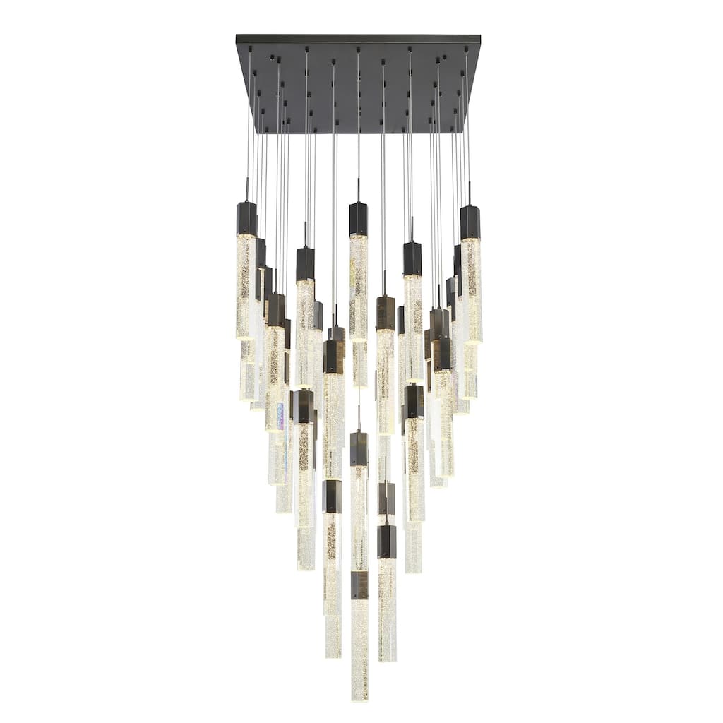 41-Light Black Chandelier With Clear Bubble Crystals