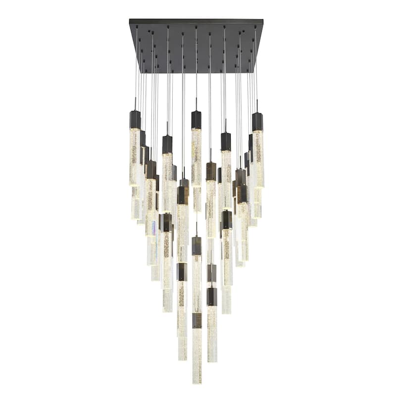 41-Light Black Chandelier With Clear Bubble Crystals