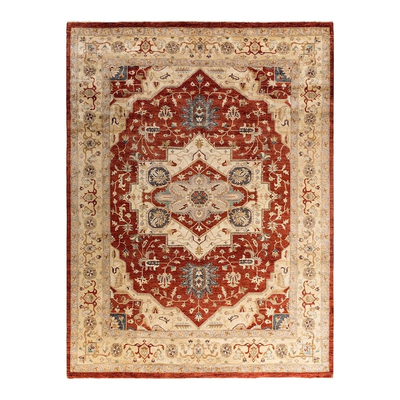 Oushak One-of-a-Kind Handmade Area Rug, Beige - 9' 1" x 12' 3"