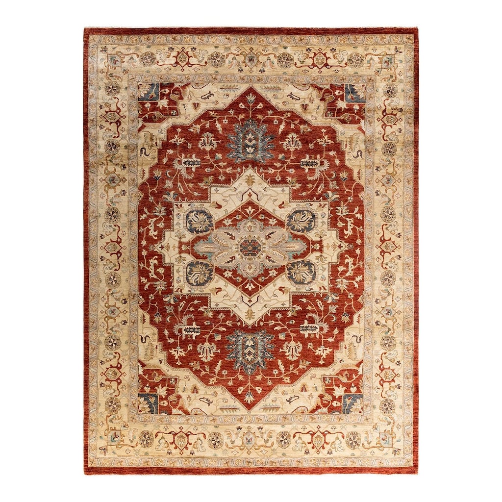 Oushak One-of-a-Kind Handmade Area Rug, Beige - 9' 1" x 12' 3"