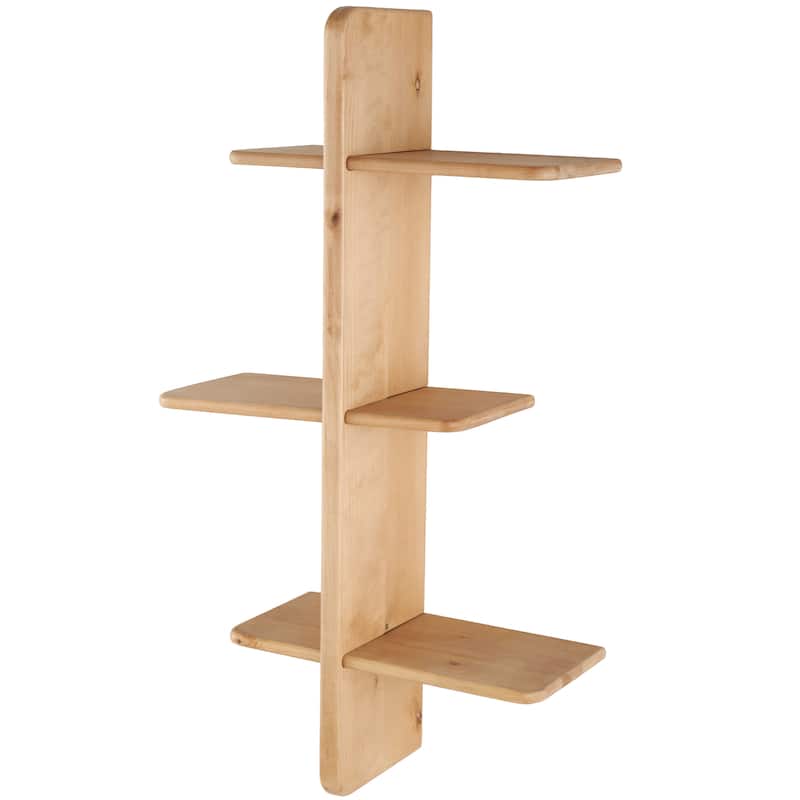 Wood Handmade 6 Shelf Wall Shelf - Light Brown or Black - Roche River Decor - Light Brown