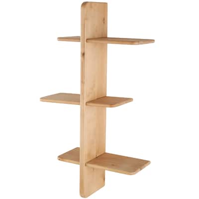 Wood Handmade 6 Shelf Wall Shelf - Light Brown or Black - Roche River Decor