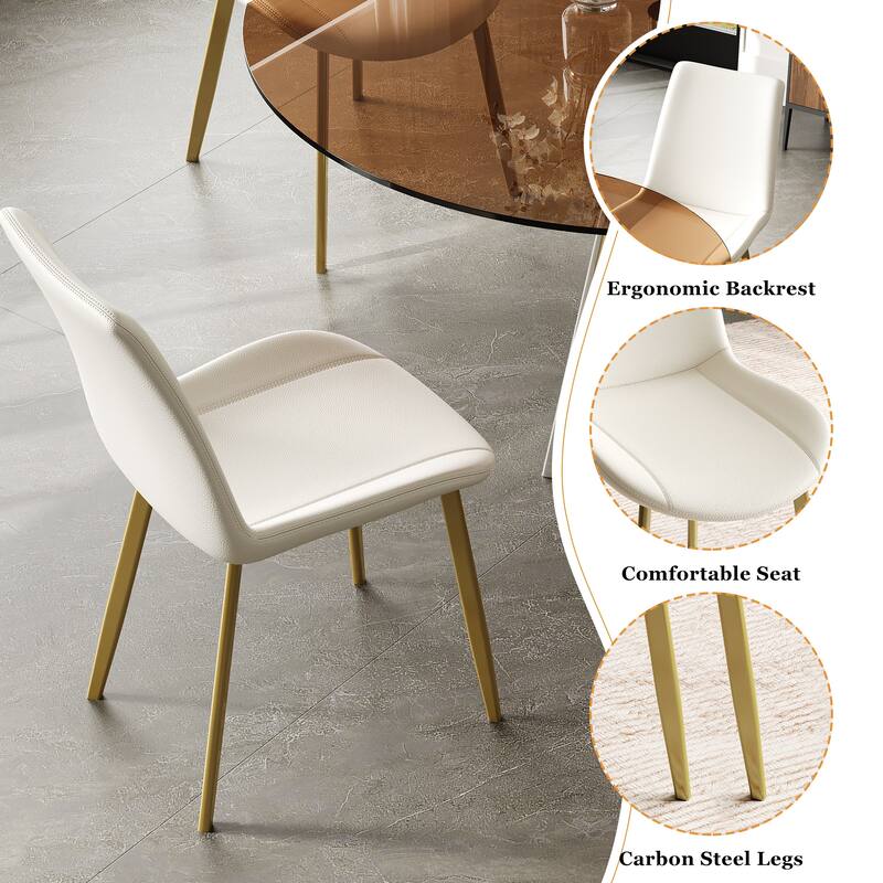 5-Piece Round Dining Table Set, 35 Inch Tempered Glass Top with Silver Base & 4 Ergonomic Chairs for Small Space